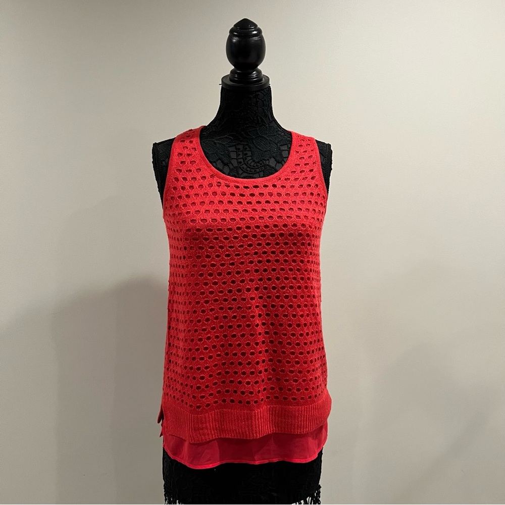 Dressy layered sleeveless blouse tank Outback Red The Limited